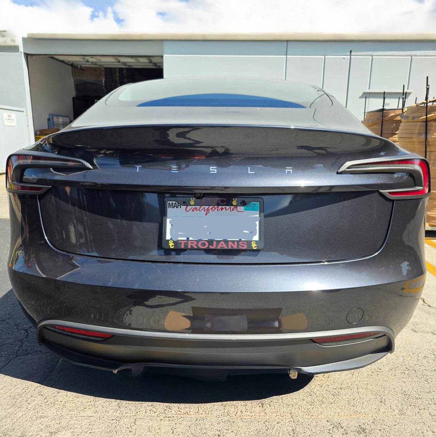 2024+ Tesla Model 3 Highland Dry Carbon Fiber Tail Light Trim Covers - 4-Piece Set