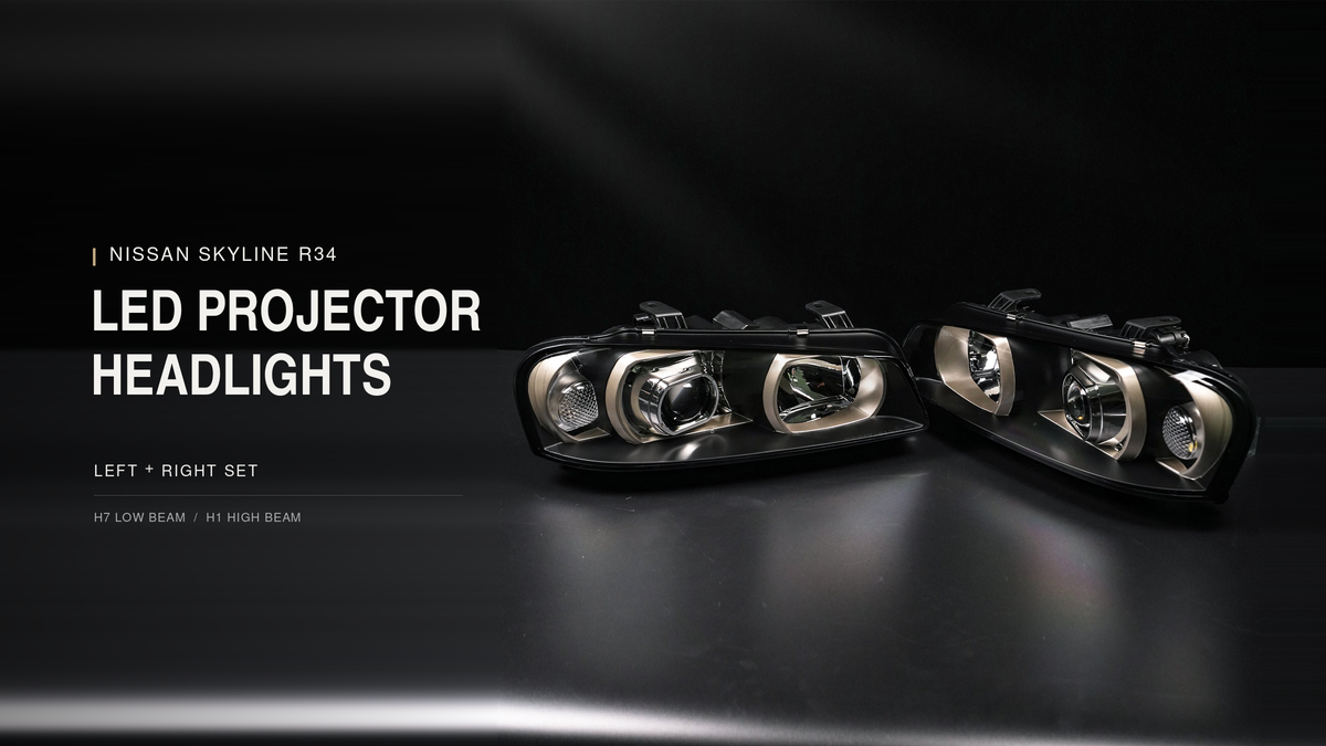 Nissan Skyline R34 GT-R / GT-T LED Projector Headlights - LH + RH Set