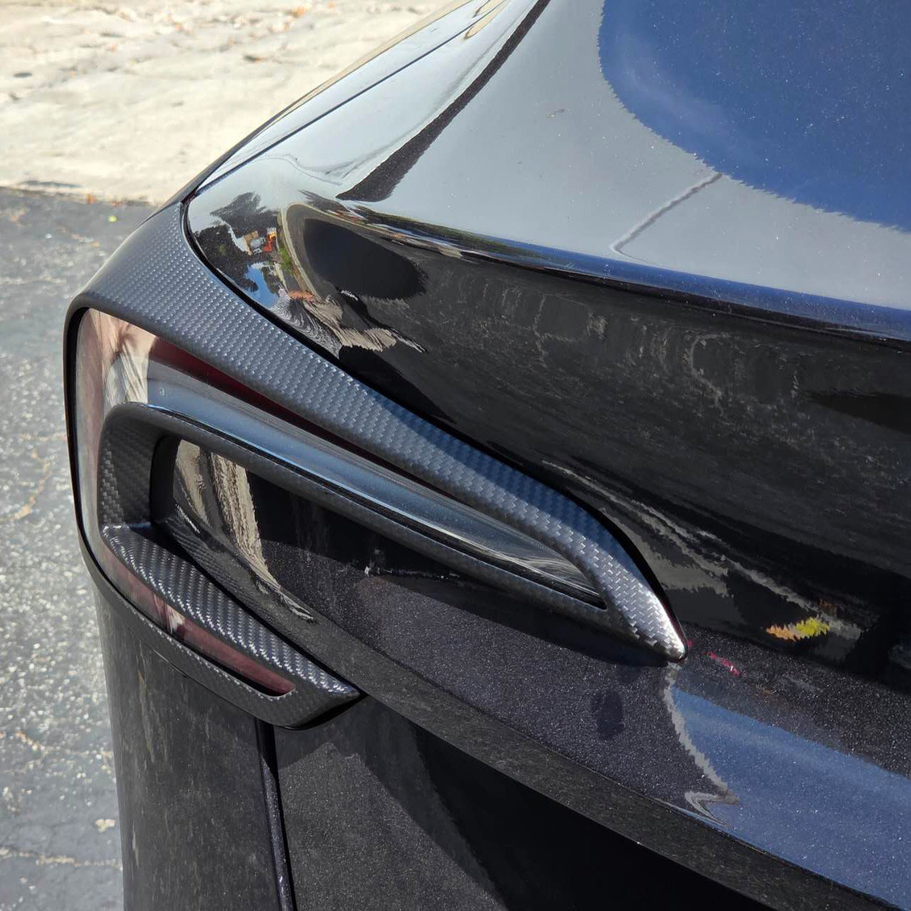 2024+ Tesla Model 3 Highland Dry Carbon Fiber Tail Light Trim Covers - 4-Piece Set