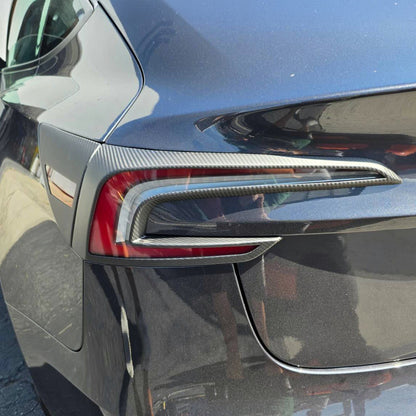 2024+ Tesla Model 3 Highland Dry Carbon Fiber Tail Light Trim Covers - 4-Piece Set